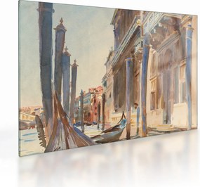 Tablou pe sticlă - John Singer Sargent, Gondola Moorings on the Grand Canal, reproducere (70x50 cm)