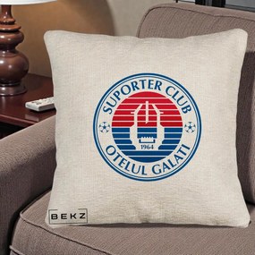 Perna Personalizata Otelul Galati Suporter Club 1964, 40x40 cm, Bej Canapea, Husa Detasabila, Perna Inclusa, BEKZ®