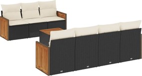 vidaXL Set mobilier de grădină cu perne, 8 piese, negru, poliratan