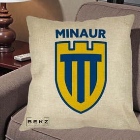 Perna Personalizata Minaur Baia Mare Fotbal, 40x40 cm, Crem, Husa Detasabila, Perna Inclusa, BEKZ®