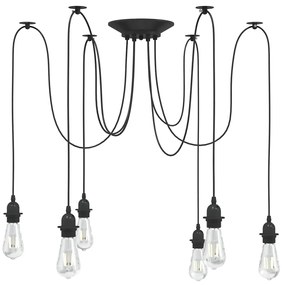 vidaXL Lampă suspendată cu 6 suporturi E27 metal negru