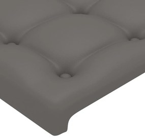Cadru de pat cu tablie, gri, 140x200 cm, piele ecologica Gri, 140 x 200 cm, Nasturi de tapiterie