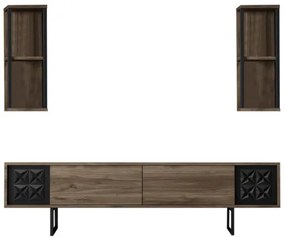 Set de mobilier pentru living Black, Nuc- Negru