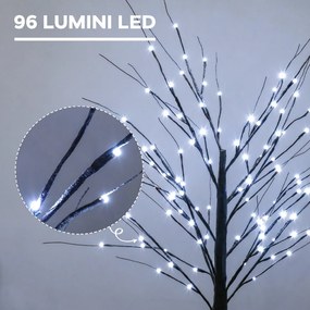 HOMCOM Brad de Crăciun Luminos Tip Mesteacăn, 150 cm, 96 Led-uri, Bază Lată, pentru Interior și Exterior, Maro | Aosom Romania
