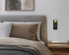 Aplica cu spot LED directionabil, USB Charger Bran negru/alama