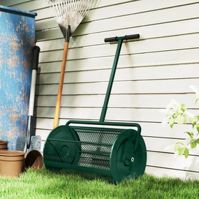 Outsunny Distribuitor de Îngrășământ 75 L din Metal cu Mâner Reglabil în T și Mâner Căptușit, 70x40x112 cm, Verde | Aosom Romania