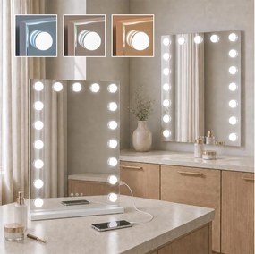 BRILAGI - oglindă LED reglabilă pentru machiaj HOLLYWOOD LED/15W/230V 55x77 cm albă