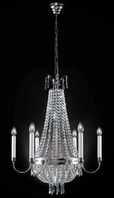 Candelabru clasic din alama decorat cu cristale Asfour Empire dia 62cm, antique silver
