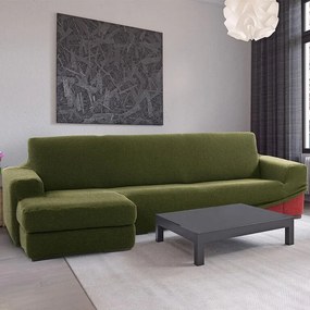 Nueva Textura Huse care se întind foarte bine NIAGARA verzi canapea cu otoman stânga (l. 200 - 300 cm)
