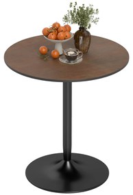 HOMCOM Masă de dining rotundă 70 cm pentru 2 persoane cu blat din placaj de lemn masiv și baza din oțel maro | Aosom Romania