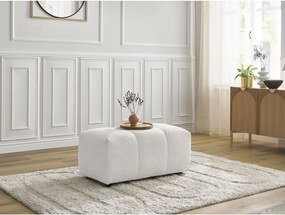 Taburet alb cu tapițerie din țesătură bouclé Roxelane – Bobochic Paris