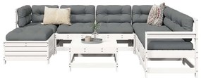 vidaXL Set canapea de grădină, 8 piese, alb, lemn masiv de pin