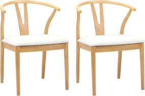 vidaXL Scaun de sufragerie 2 pcs Natural și deschis