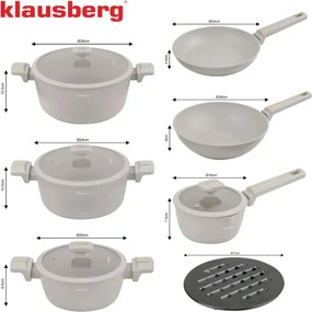 Set oale si tigai marmorate cu capace 12 peise Klausberg KB-7969, crem