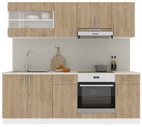 Set haaus V13, Lemn Natural/Alb, Blat Thermo 28 mm, L 220 cm