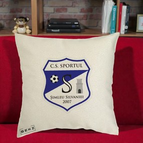 Perna Personalizata CS Sportul Simleu Silvaniei 2007, 40x40 cm, Ecru, Husa Detasabila, Perna Inclusa, BEKZ®