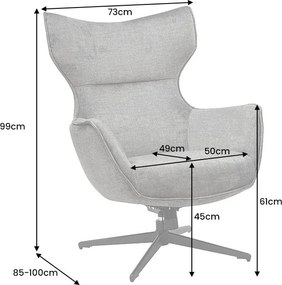 Fotoliu pivotant VOGUE catifea gri