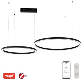 Lustră LED dimabilă Immax NEO 07216L FINO 93W/230V 60/80 cm negru Tuya + telecomandă