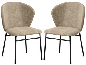 HOMCOM Set de 2 scaune, cu șezut capitonat din material textil, aspect de in, picioare din oțel stabile, design modern, maro deschis | Aosom Romania