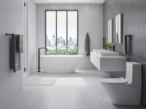 Baterie de podea negru, design elegant și modern – Perfectă pentru un interior contemporan.