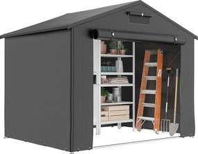 Outsunny Cort-garaj 2,5 x 1,8 m, rezistent la apă, cort-garaj cu ușă cu fermoar rulabil, ferestre de ventilație, gri închis | Aosom Romania