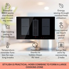 Klarstein Full House Down Air System, aragaz cu inducție + hotă, 477 m³/h, clasa de eficiență energetică A