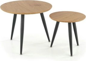 Set 2 masute cafea MENTONA 2, stejar auriu/negru