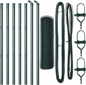 vidaXL Stâlp de gard. Verde 10 x 0,5 m (plasă de 13 mm) Oțel și PVC