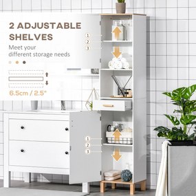 kleankin Dulap Coloana Space Saver din Lemn pentru Baie Alb | Aosom Romania