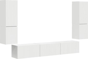 vidaXL Set comodă TV Pe perete 4 pcs Alb Lemn compozit