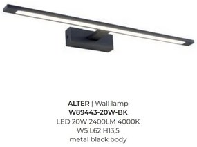 Aplica de perete LED pentru oglinda sau tablou ALTER negru 20W