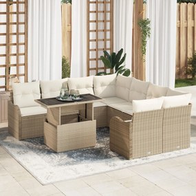 Set de Sofa pentru Grădină vidaXL cu Perne Bej Poly Rattan