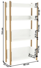Etajera cu 4 rafturi, bambus natural   alb, BALTIKA TYPE 3