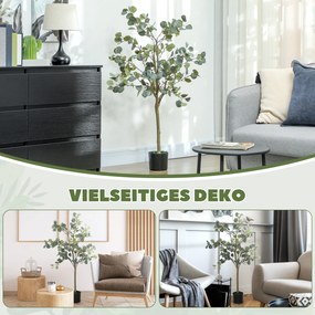 HOMCOM Plantă Artificială, Copac Artistic, Natură Realistă, Ghiveci din Ciment, Fără Întreținere, Verde | Aosom Romania