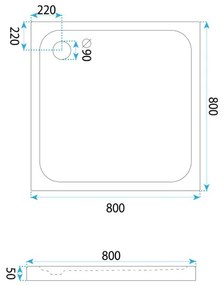 Cada pentru dus din acril Rea Belmond 80x80 alb