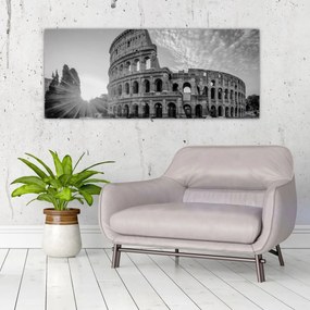 Tablou - Colosseum din Roma, alb-negru (120x50 cm)