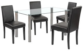 Set de masă Cadiz 4+1 alb-negru