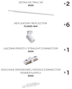 Spot în sistem de șină Zuma Line 3047 TORE 6xGU10/35W/230V alb