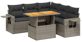 3271753 vidaXL Set mobilier grădină cu perne, 6 piese, gri, poliratan