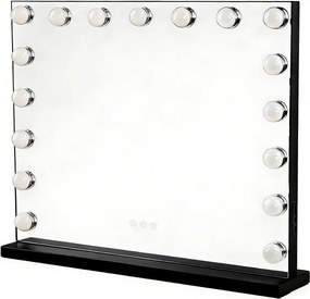 BRILAGI - Oglindă de machiaj HOLLYWOOD LED reglabilă, 15W, 230V, 60x50 cm, neagră