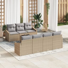 vidaXL Set Canapele Grădină 8 Piese cu Pernă Bej Rattan Poliester