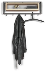 Cuier de perete negru-natural cu raft din metal School – Spinder Design