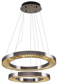 Lustră LED suspendată pe cablu JESI, 140W, 230V, 3000K, Ø 100 cm, argintie