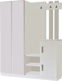 Mobilier hol DD8-W, alb, PAL melaminat, 147x38x180 cm