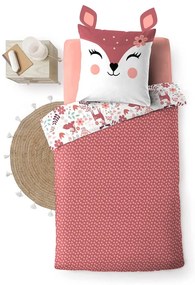 Lenjerie de pat pentru copii albă-roz din bumbac pentru pat de o persoană 140x200 cm Bichette – douceur d'intérieur