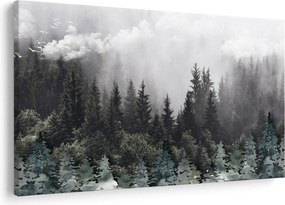 Tablou - Pădure cu elemente ilustrate (90x60 cm)
