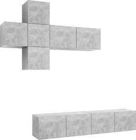 vidaXL Set de dulapuri TV, 7 piese, gri beton, lemn prelucrat