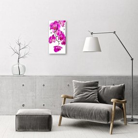 Ceas de perete din sticla vertical Orhidee roz flori