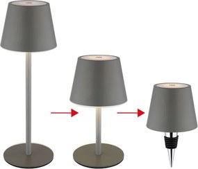 Globo 58488G-LED Lampă de masă VANNIE, reglabilă, cu control tactil, reîncărcabilă, pentru exterior, 3W/5V IP54 1800mAh gri