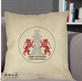 Perna Personalizata CSM Cetatea Turnu Magurele Fotbal, 40x40 cm, Crem, Husa Detasabila, Perna Inclusa, BEKZ®